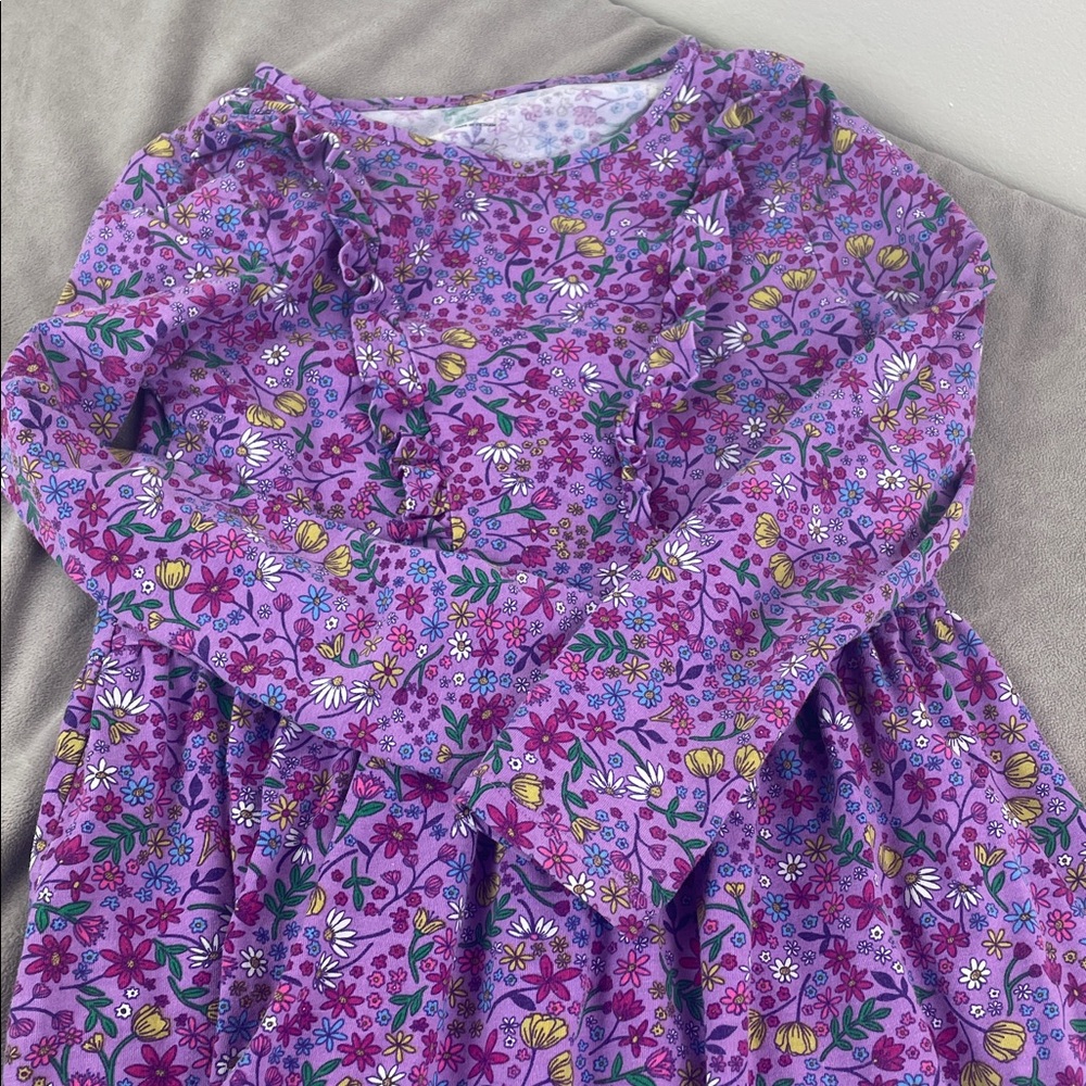 Lands End Long Sleeve Ruffle Front Dress